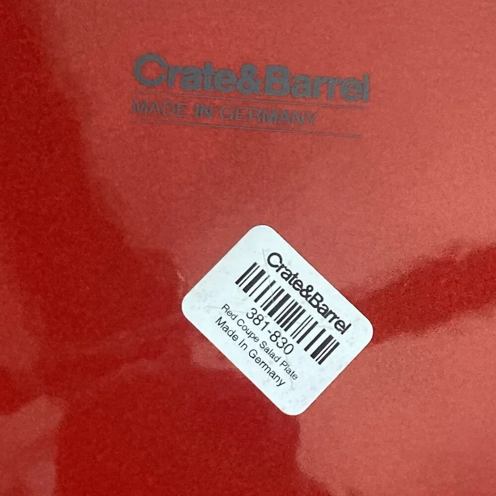 Crate & Barrel Red Coupe Stoneware Christmas 8.5
